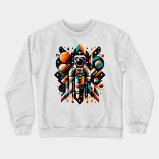 Cosmic Voyager: Geometric Spacewalk Crewneck Sweatshirt